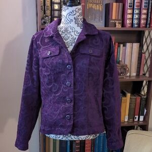Purple Textured Jacket With Scrollwork Spirals M
